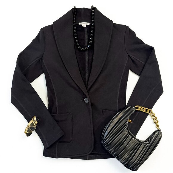 James Perse Shawl Collar Blazer Cotton Black Women's Size 2 - Picture 7 of 11